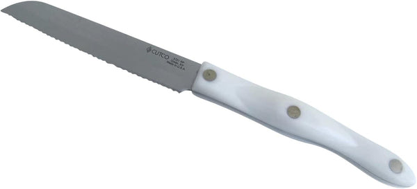 Model 3721 White (Pearl) Santoku Trimmer Knife with High Carbon Stainless 4-7/8"" Double-D Serrated Edge Blade and 5 1/4" Handle.1
