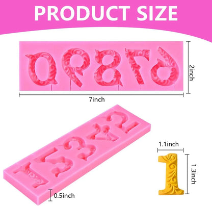 Silicone Number 0-9 3D Embossed Fondant Chocolate Mold with Stick Hole for Birthday Cake Decorating DIY Baking2