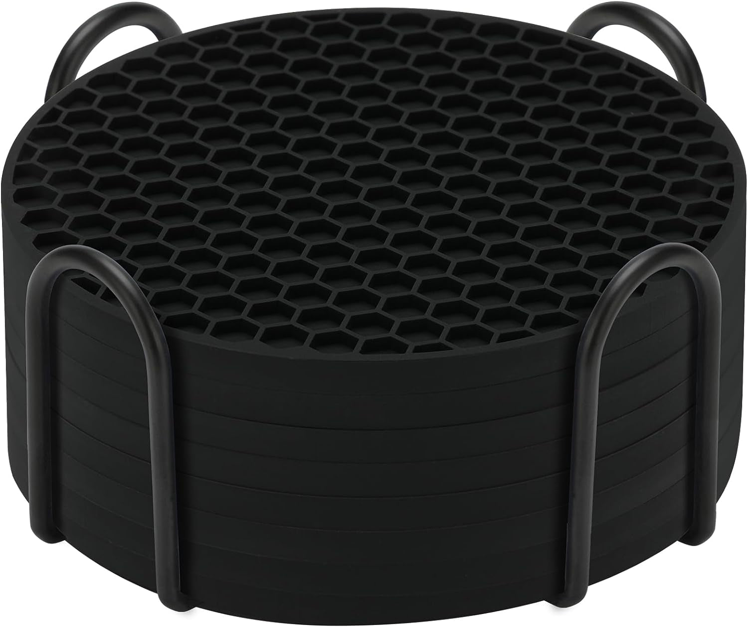 8-pack-silicone-drink-coasters-with-holder-non-slip-coaster-set-for-coffee-table-kitchen-office-protect-furniture-from-water-rings-heat-spills-black