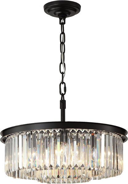 Black Crystal Chandeliers Modern Contemporary Ceiling Lights Fixtures Mini Chandelier 3-Tier 8 Lights Pendant Lighting Dining Room Living Room Chandelier D20(Black)6