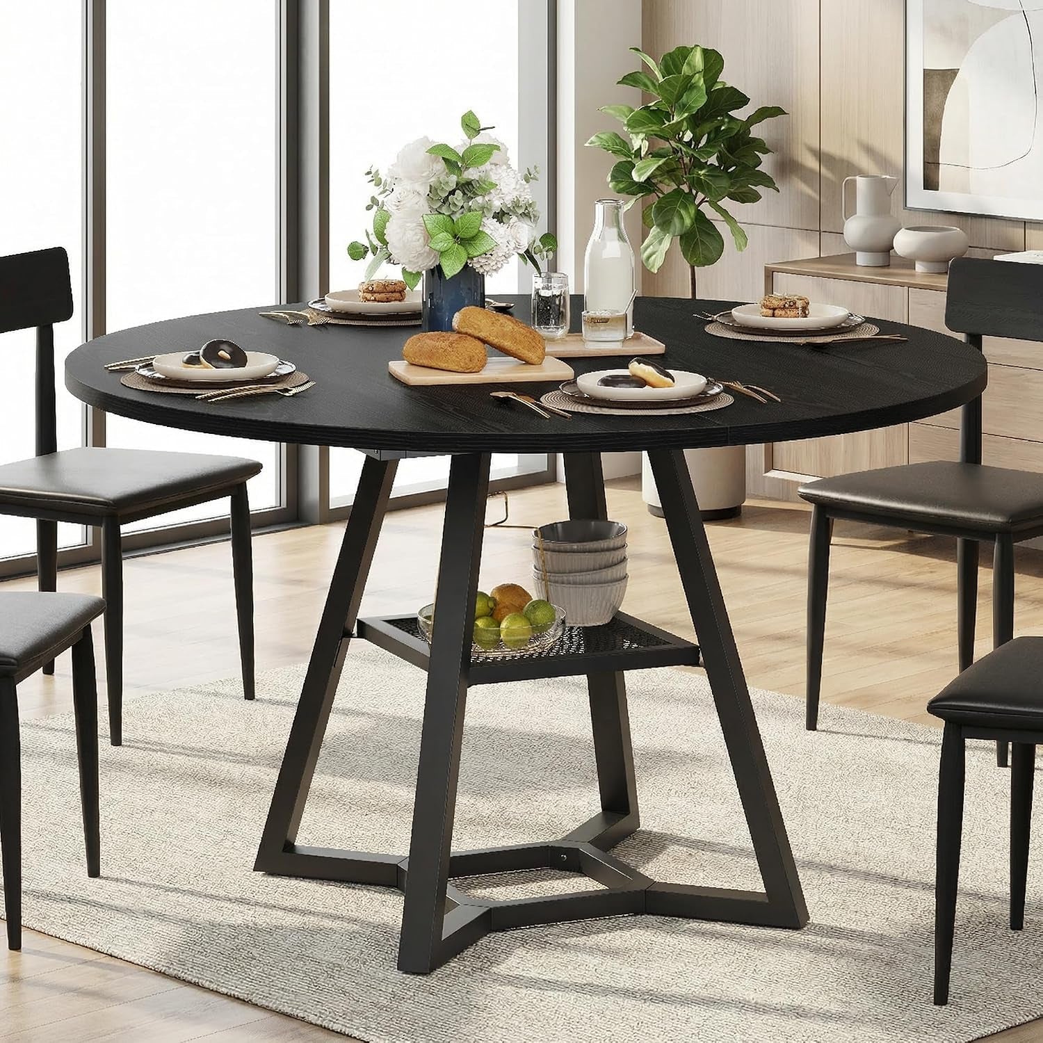 round-dining-table-for-4-6-with-storage-shelf-kitchen-dining-room-circle-pedestal-table-heavy-duty-metal-frame-wood-top