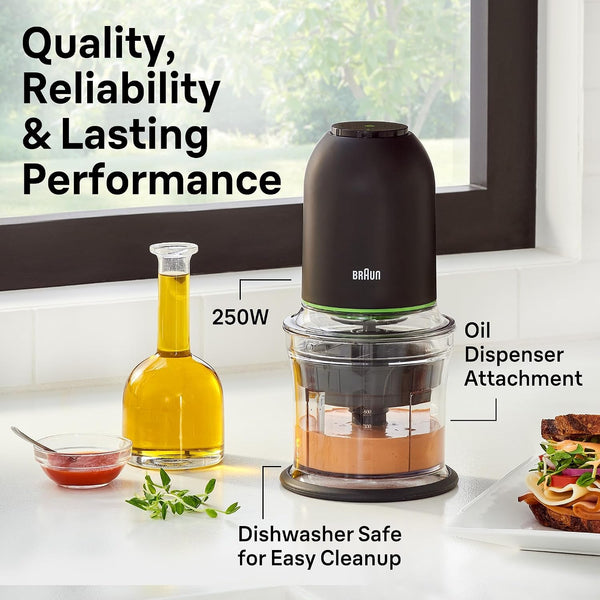 Braun Easyprep™ Mini Food Processor, 4 Cup, Two Speed Pulse, Quadblade | #1 Hand Blender Brand, Chop, Mince, Puree, Crush, One Hand Control, Removable Blades5
