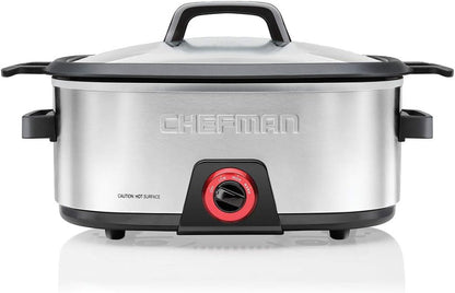 6-Quart Slow Cooker, Electric Countertop Cooking, Stovetop & Oven-Safe Removable Insert for Browning & Sautéing, Family-Size Soups & Stews, Nonstick & Dishwasher-Safe Interior,Stainless Steel1