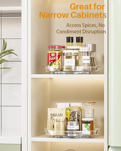 2 Pack Lazy Susan Organizer 9 Inch Lazy Susan Turntable for Cabinet, Rotating Spice Organization for Cabinet, Kitchen, Table Top, Countertop, Pantry Fridge Organizers and Storage, Clear3