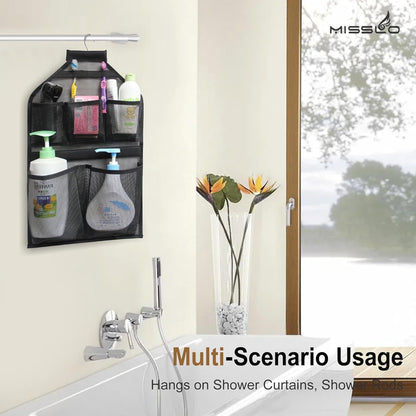 Bathroom Shower Organizer Mesh Hanging Shower Caddy with Rotatable Hanger (Black)7