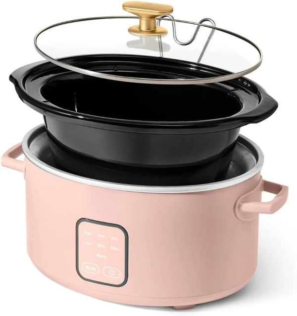 Wonderful 4-Qt Programmable Slow Cooker -5 Preset Cooking Functions, Digital Countdown Timer, Dishwasher-Safe Parts and Cool-Touch Handles (Rose)6