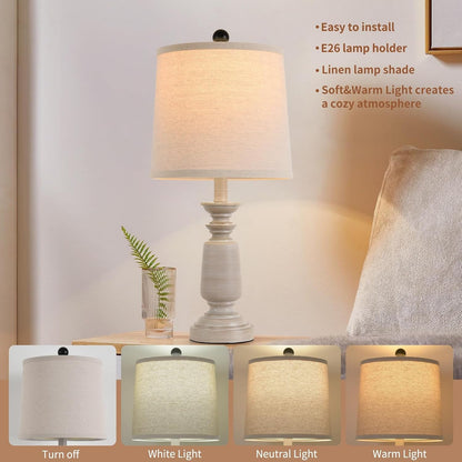 Lamps Set of 2 Modern Farmhouse Table Lamp Bedside Reading Lights Living Room End Lamps Bedroom Night Light,High 22.5 Inch,With Fabric Lamp Shade (Light Wood Grain, High 22.5 Inches)5