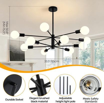 12-Light Height Adjustable Sputnik Chandelier3