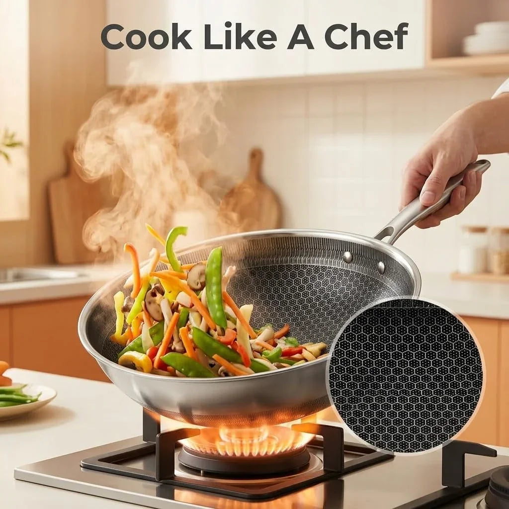 wok-pan-honeycomb-stainless-steel-wok-pan-with-lid-13-3-inch-hybrid-nonstick-stir-fry-pan-flat-bottom-induction-compatible-dishwasher-safe-no-seasoning-needed-serves-3-4