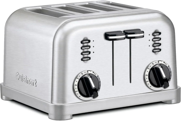 Toaster, Extra-Wide Slots, Stainless Steel, 4-Slice | Bagel, Pastry & Bread Toaster with Defrost/Reheat Functions, 6-Setting Browning Dials & a Slide-Out Crumb Tray, CPT-180P11