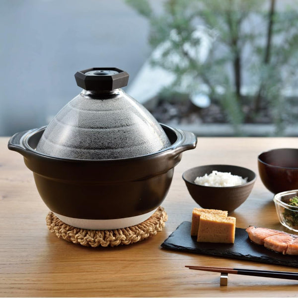 GNR-200-B-W Rice Pot with Glass Lid, Visible Contents, Heat Resistant Glass, Gift, Made in Japan6