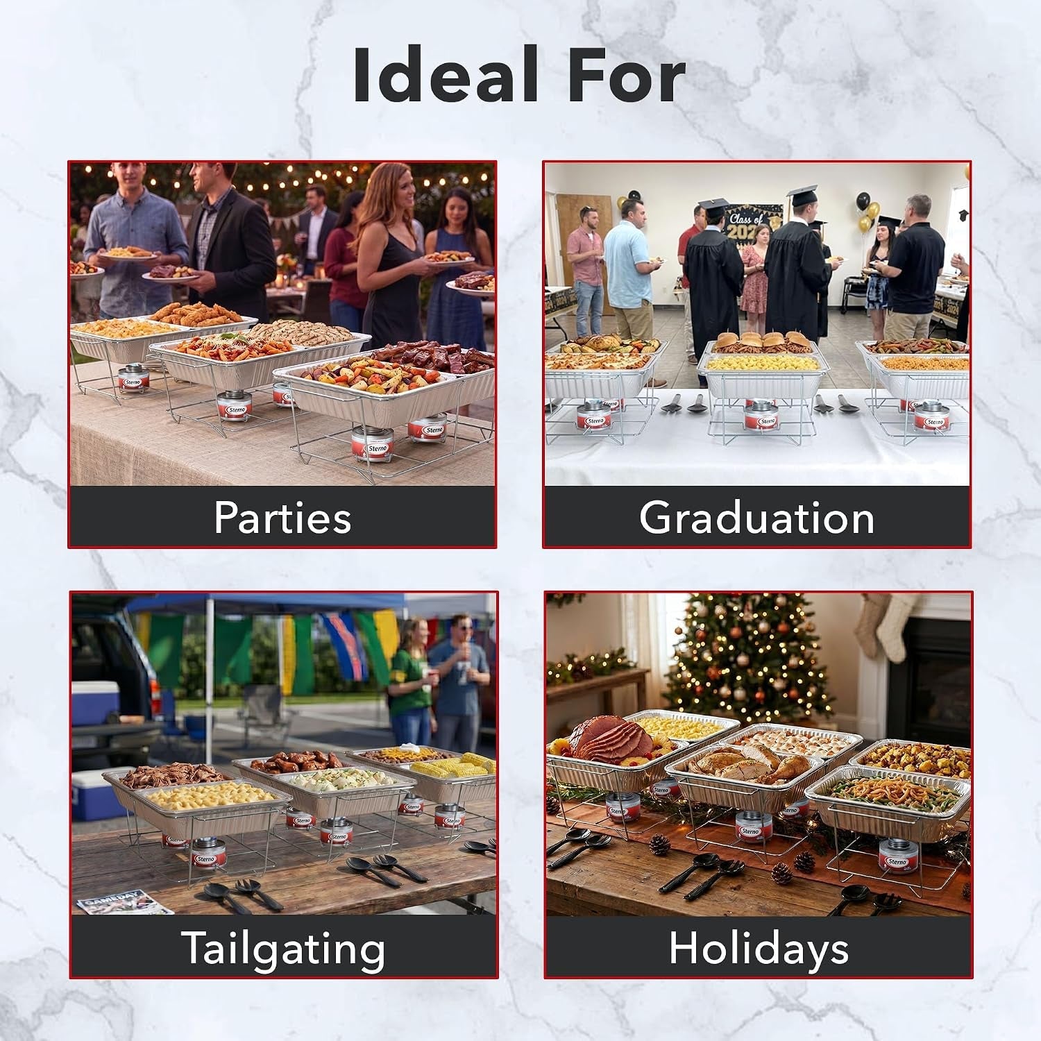 disposable-chafing-dish-buffet-set-with-6-hour-fuel-30-piece-3-full-size-buffet-setups-with-6-fuel-cans-3-water-pans-6-half-size-food-pans-6-lids-3-wire-racks-and-serving-utensils