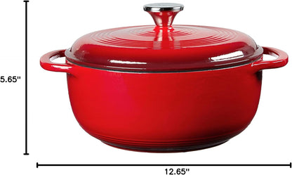 Essential Enamel Cast Iron Dutch Oven, 4.5 Quart, Island Spice Red | Oven-Safe Enamel Cookware up to 500°F, Heat-Retaining Braising & Roasting Pot, Pfas-Free & Induction-Safe Enameled Cookware3