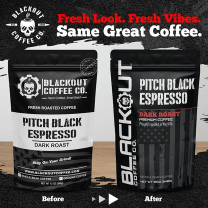Blackout Coffee Pitch Black Espresso Whole Bean Coffee – Extra Dark Roast, European-Style, Powerfully Bold – Freshly Roasted 12Oz Bag.2