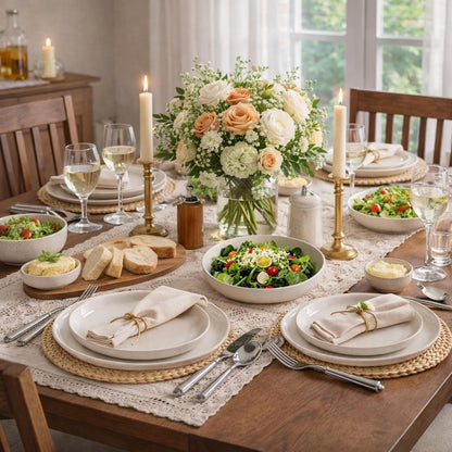 Dinnerware Sets for 4, 12 Pieces Ceramic Plates and Bowls Set8