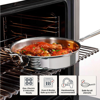 All-Clad D3 Stainless Steel 3 Qt Sauté Pan with Lid, Made in the USA | the Original Bonded Professional Cookware, All- Purpose Sauté Pan, Induction Compatible, Oven Safe up to 600F5