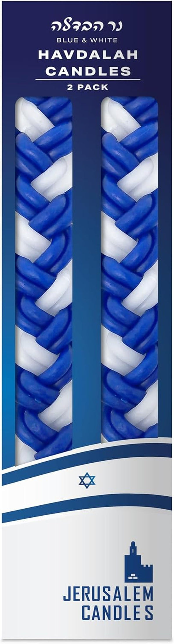 Havdalah Candle - Braided Blue and White - Flat Havdallah Candles - 2 Pack6