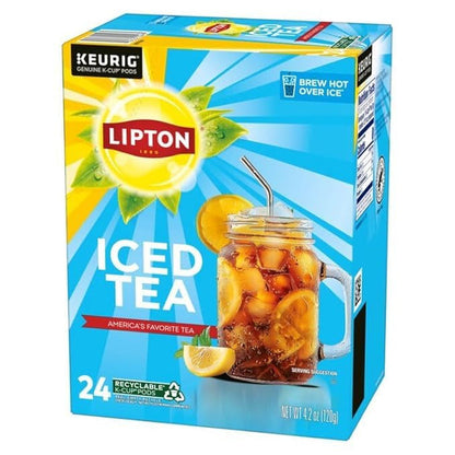Lipton Unsweetened Black Iced Tea K-Cup Pods, 24 Pack for Keurig | Rainforest Alliance Certified Tea Pods with Smooth Crisp Flavor, Brew Hot over Ice for Refreshing Beverage.8
