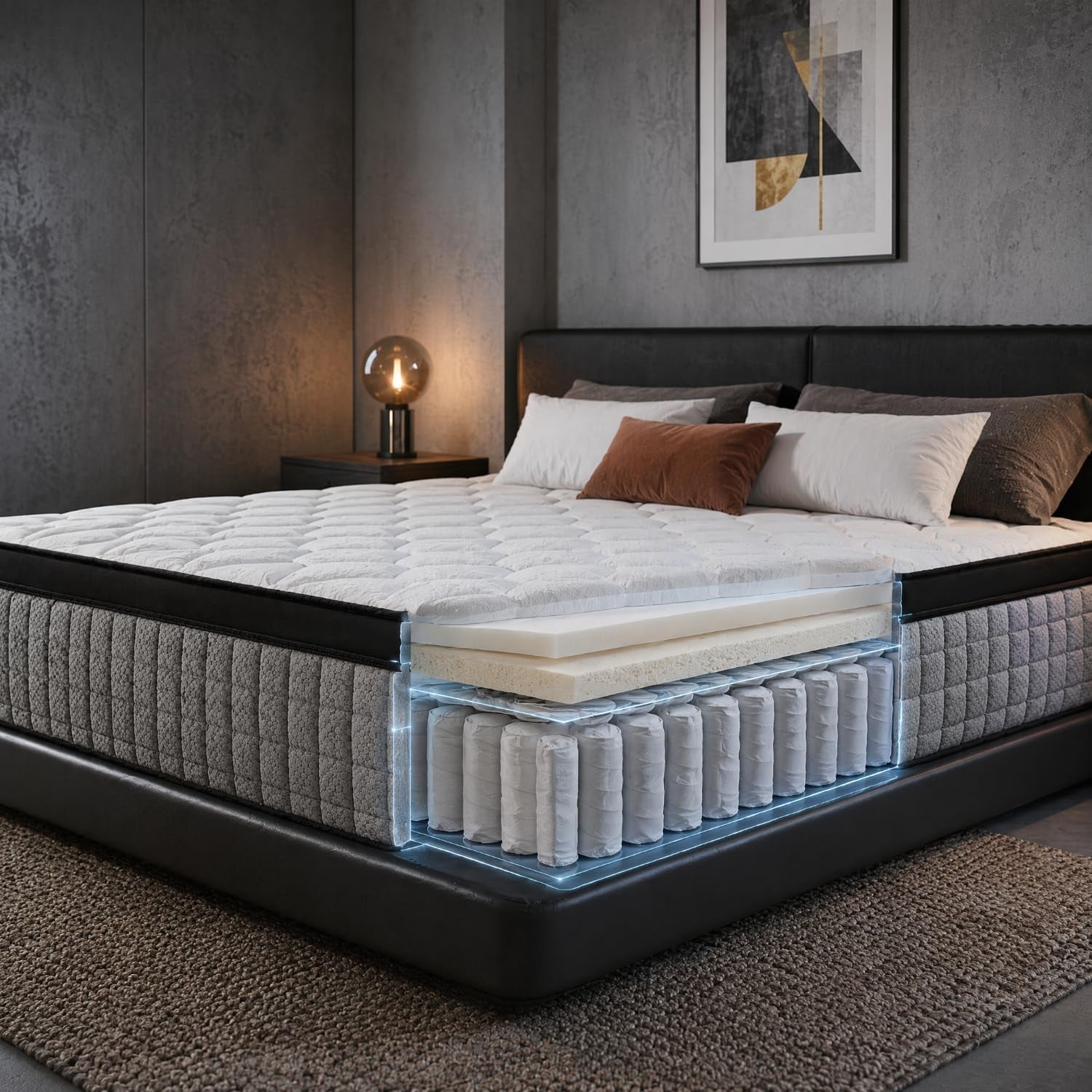 12-inch-full-mattress-memory-foam-and-spring-hybrid-mattress-medium-firmness-lumbar-support-suitable-for-home-bedrooms-and-hotels-boxed-with-pressure-relief-and-sound-insulation-features