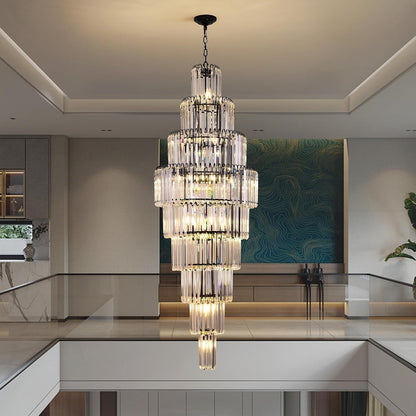 Staircase Chandelier Large for High Ceiling Foyer Black 23.7"Dia 20 Lights1