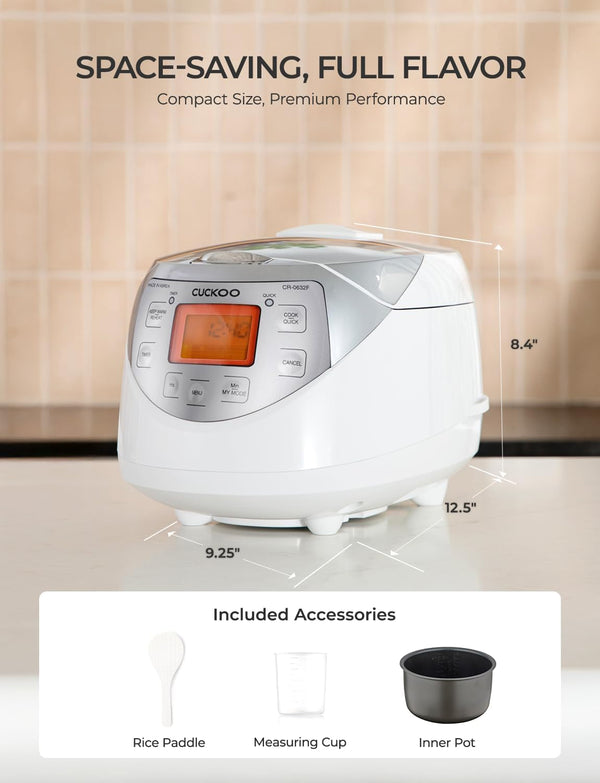 CUCKOO Micom Fuzzy Logic Rice Cooker, 12-Cup Cooked, Silver, CR-0632F | 6-Cup Uncooked Capacity, Nonstick Inner Pot, 6 Cooking Modes, 33-41 Minute Quick Rice, 13-Hour Preset Timer, Made in Korea6