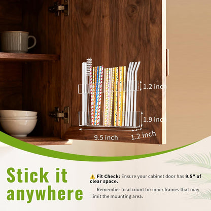 9.5" Large Acrylic Straw Holder for Cabinet Door, Straw Organizer5
