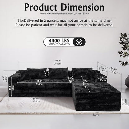 Corduroy Sectional Sofa, Boneless Cloud Couch2