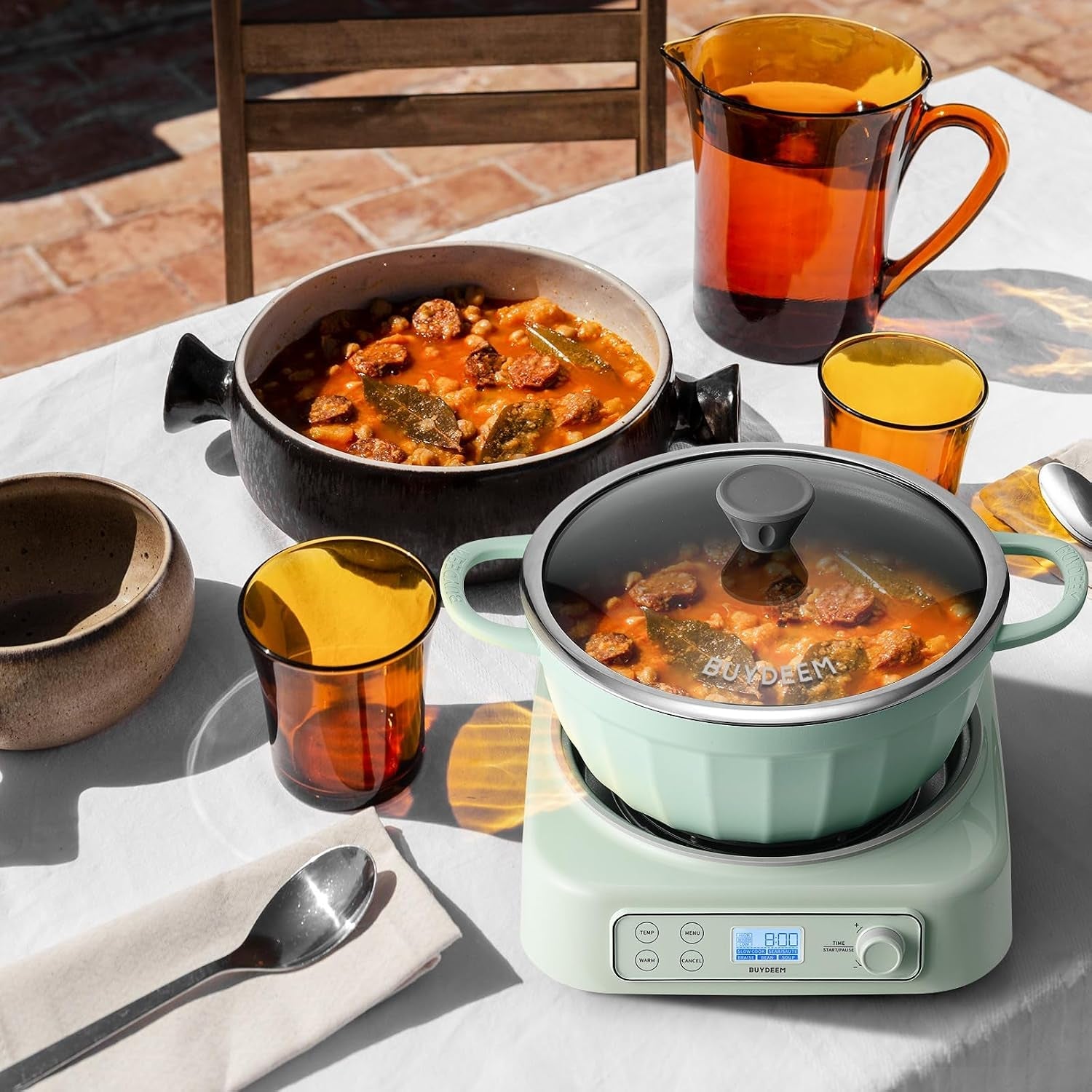 lp55-5-in-1-slow-cooker-with-removable-nonstick-stockpot-4-7qt-compatible-with-various-cookwares-two-temperature-controls-customized-time-settings-auto-keep-warm-for-2h-cozy-greenish