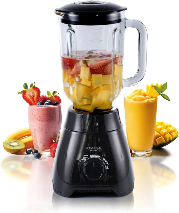 550W Mass Vital Blender - Glass Jar 57 Oz/1.8 Quart/1.7 Liter - 7-Cup, 2 Speed + Pulse Function and 4 Stainless Steel Blade with Chrome Steel Technology1