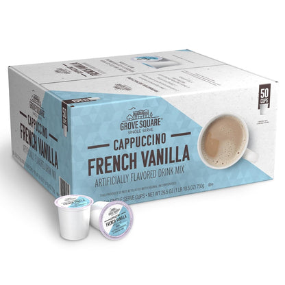 Cappuccino Pods, French Vanilla, Single Serve, 50 Count (Pack of 1) - Packaging May Vary1