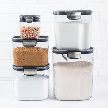 '+ Airtight Food Storage Container Set – Clear Plastic Flour and Sugar Canister Set with Magnetic Accessories for Kitchen Organization (Grey, 9-Piece)5