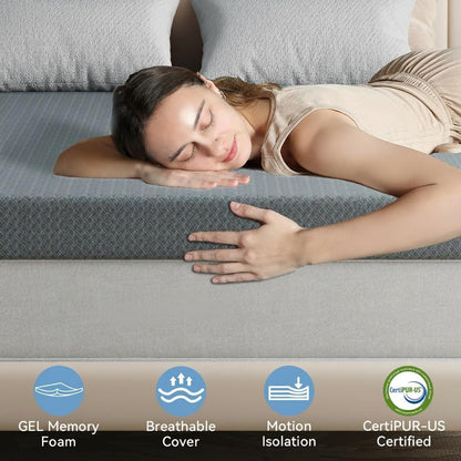 Mattress Topper Twin XL - 3 Inch Gel Infused Memory Foam XL Twin Mattress Toppers with Washable Cover,Bed Toppers for College Dorm,Gray9