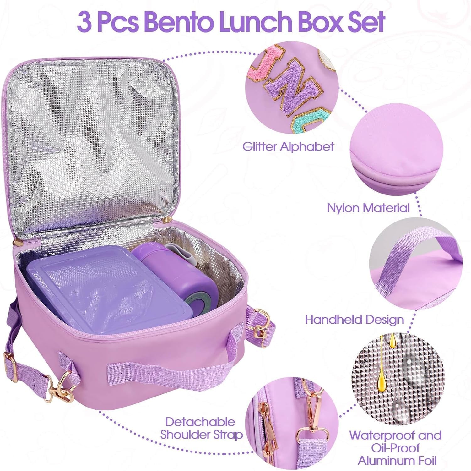 preppy-lunch-box-for-girls-with-10oz-thermo-with-6-compartment-bento-box-purple-nylon-insulated-lunch-bag-adjustable-strap-for-girl-kids-teens-school-travel-picnic