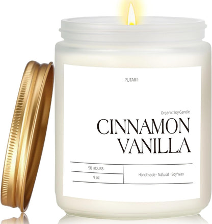 Cinnamon Vanilla Candles for Home Scented, 9Oz Non Toxic Soy Candle1