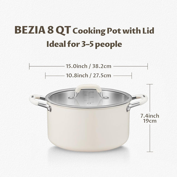8QT Fully Clad 3-Ply Stainless Steel Stock Pot with Lid, Cooking Pot | Cool-Touch Silicone Handles, Premium Heat Retention & Durability, Oven & Dishwasher Safe, Induction Ready, for Family Stews6