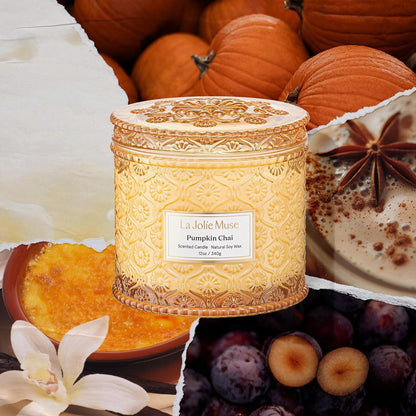Pumpkin Chai Scented Candles for Home, Natural Soy 2-Wick2