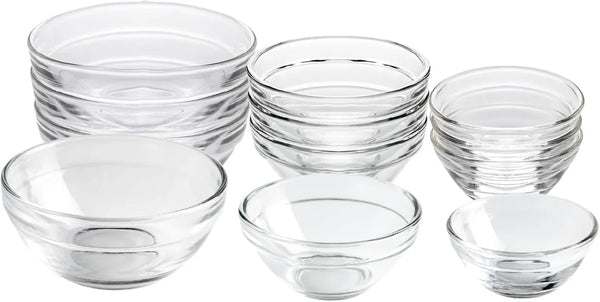 3 Sizes of Glass Prep Bowl Sets, Clear Small Pinch Bowls for Salt, Spices and Chopped Ingredients, 1.5Oz/2.5Oz/3.5Oz, Set of 121