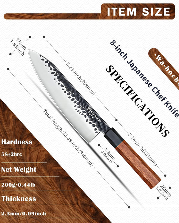 8 Inch Chef Knife, Japanese Hand Forged2