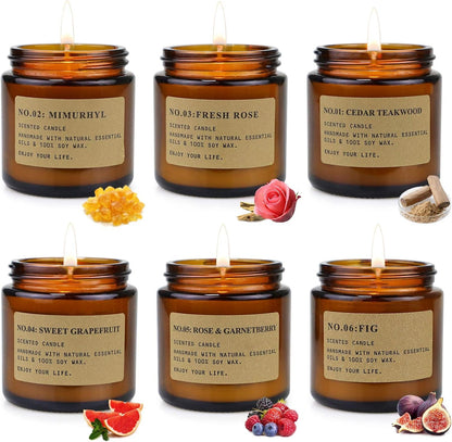 6 Pack Candles for Home Scented Aromatherapy Candle Gift Set for Women Soy Wax Long Lasting Amber Jar Candles Gift for Birthday Mother'S Thanksgiving Day Present2