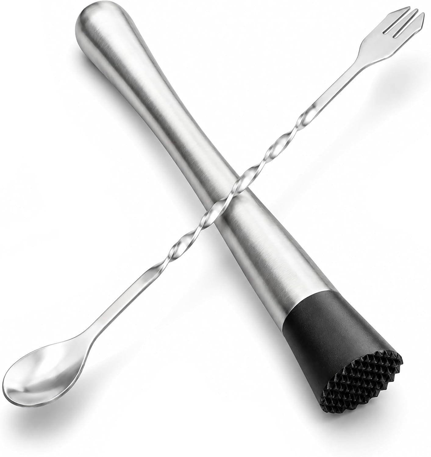 10-inch-stainless-steel-muddler-for-cocktail-and-10-inch-mixing-bar-spoon-2-pices-home-bar-tool-set-stainless-steel-bar-muddler-for-drink-2-pcs-home-bar-tool-set-for-mojitos-fruit-drinks-sturdy-rust-proof