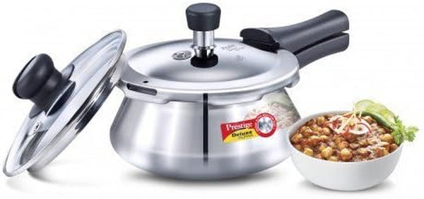 Deluxe Alpha Stainless Steel Pressure Handi with Glass Lid 1.5 Ltr1