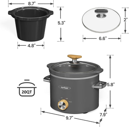 2 Quart Slow Cooker, Small Slow Cooker with Removable Ceramic Pot, Slow Cookers Food Warmer with 3 Heating Settings & Dishwasher Safe Glass Lid, Grey7