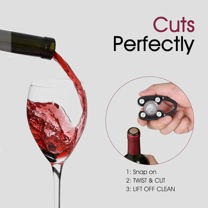 2 Pcs Wine Foil Cutter with Magnetic Design, Black | 4 Stainless Steel Blades Foil Remover Wine Bottles Opener Accessory, Removes Foil Top Effortlessly for Wine Lovers5