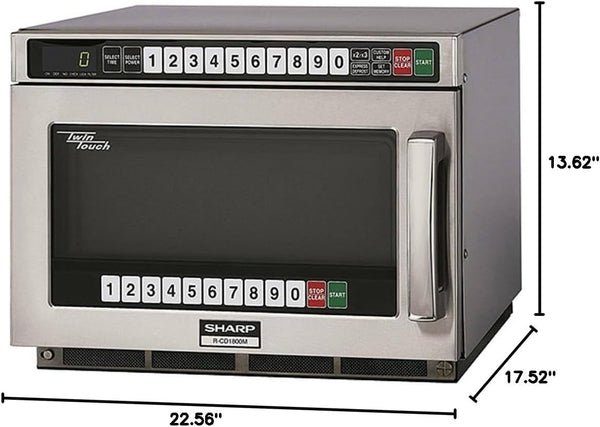 R-CD1800M Commercial Microwave Oven, Twintouch Heavy Duty with Dual Touchpads, 1800 Watts, 0.75 Cu. Ft. Capacity, Stainless Steel, 10 Memory Pads, 4-Stage Programming, Auto Voltage Sensor8