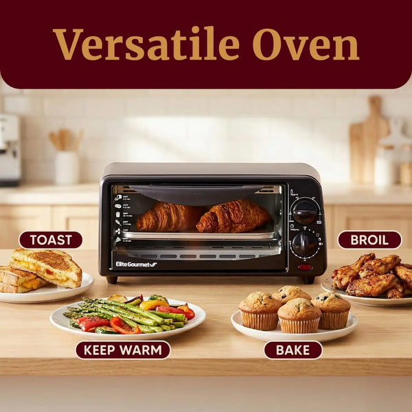 ETO236 Compact 2-Slice Toaster Oven, 15-Min Timer, Black | Bake, Broil, Toast & Adjustable Temperature, Countertop Design - Fits Small Kitchens, Dorms and Rvs6