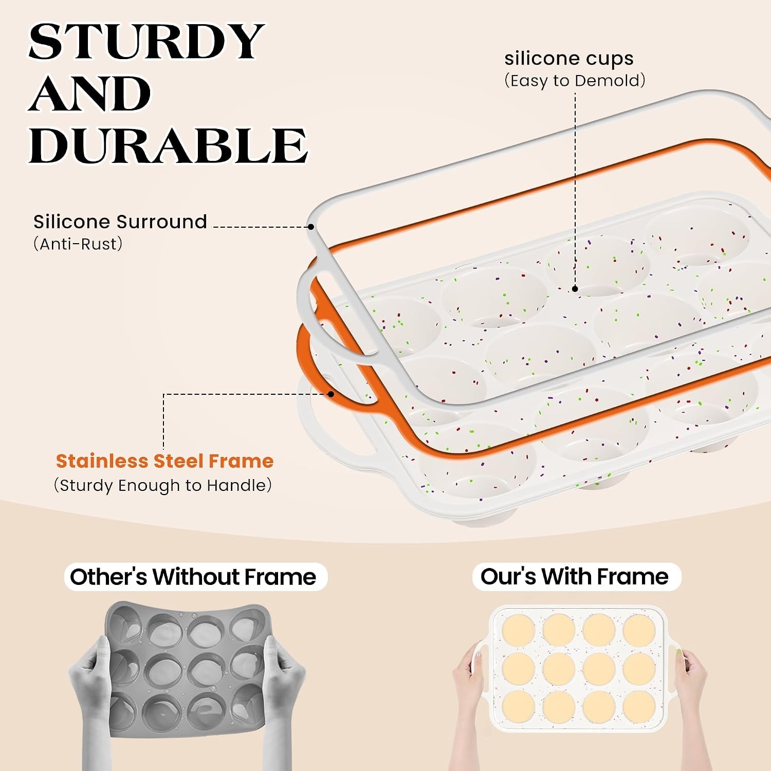 2-pcs-silicone-muffin-pans-for-baking-cream-regular-12-cup-and-mini-24-cup-with-metal-reinforced-frame-silicone-cupcake-mold-bpa-free