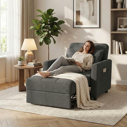 3-In-1 Convertible Sofa Bed Chair, Pullout Sleeper, Adjustable Back3