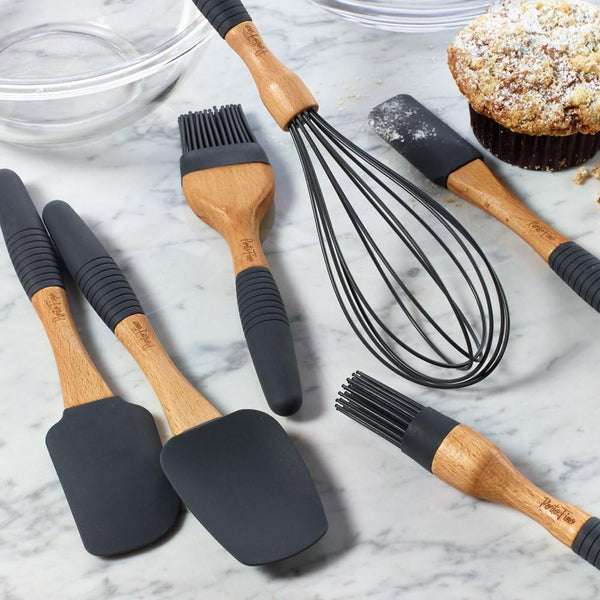 Portofino Baking Utensils Set 6 Pieces, Baking Essentials, Set of 3 Spatulas, 2 Pastry Brushes, 1 Whisk, Baking Tools, Spatulas Silicone Heat Resistant, Silicone Cooking Utensils, Kitchen Gifts, Grey2