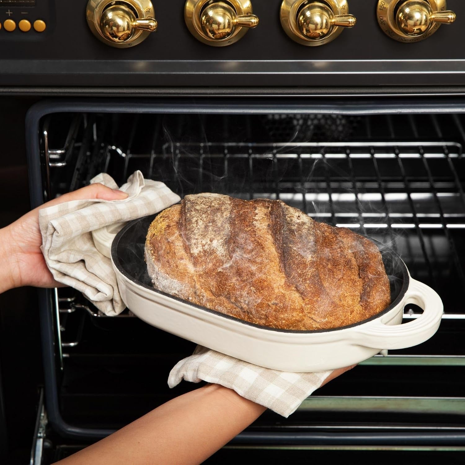 cast-iron-oval-bread-oven-10-x-6-5-rustic-dutch-oven-bread-cloche-with-steam-circulating-lid-for-perfect-sourdough