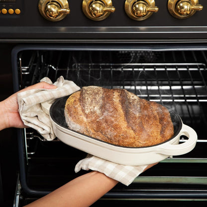 Cast Iron Oval Bread Oven, 10" X 6.5" - Rustic Dutch Oven Bread Cloche with Steam Circulating Lid for Perfect Sourdough4